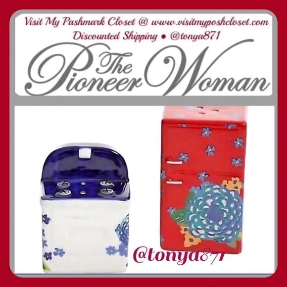 🦋 EUC Pioneer Woman Dazzling Daliha Stove & Refrigerator Salt & Pepper Shakers - Picture 1 of 5